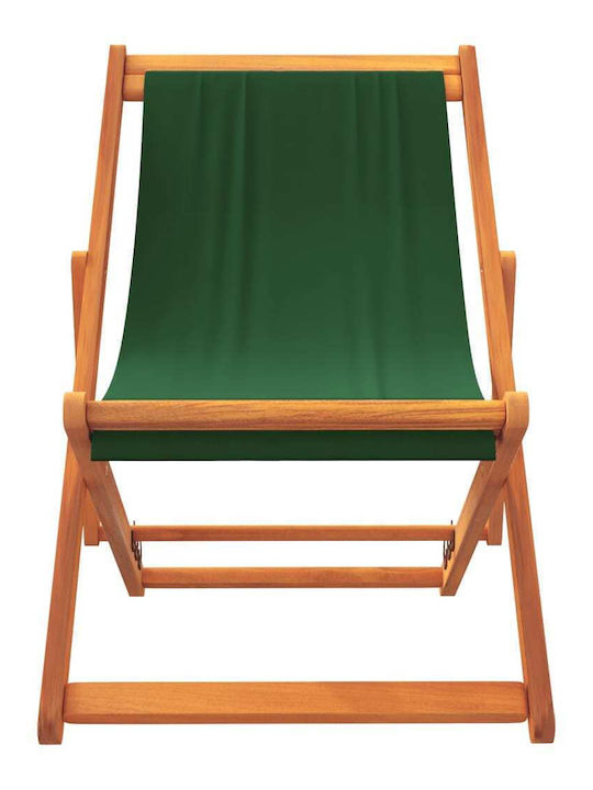 Deckchairs Folding Wooden with Green Fabric 2pcs 60x112x81cm