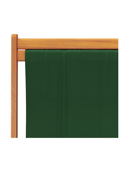 Deckchairs Folding Wooden with Green Fabric 2pcs 60x112x81cm