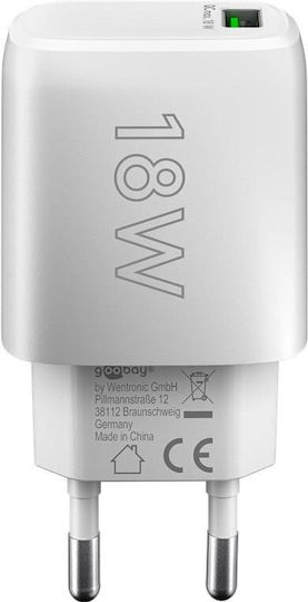 Goobay Φορτιστής Χωρίς Καλώδιο με Θύρα USB-A 18W Quick Charge 3.0 Λευκός (61672)