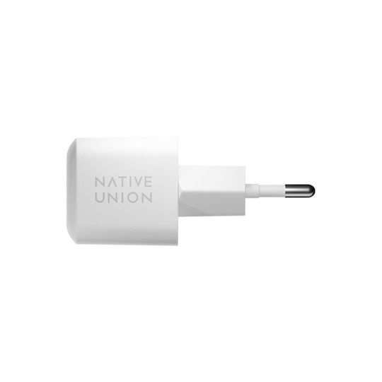 Native Union Încărcător GaN cu Port USB-C și Cablu USB-C 30W Livrarea energiei Albς (FAST30-CC-WHZEB-EU)