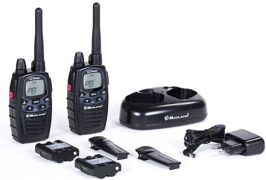 Midland G7 Pro Ασύρματος Πομποδέκτης PMR με Μονόχρωμη Οθόνη Σετ 2τμχ