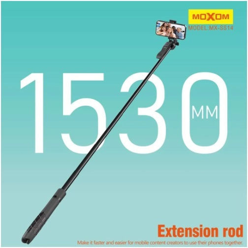 Moxom Selfie Stick με Τηλεχειριστήριο Μαύρο MX-SS14