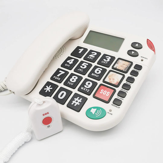 TM-S003 Telefon cu Fir de Birou pentru Persoane Vârstnice Alb