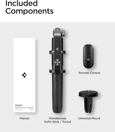 Spigen S560W Selfie Stick Cell Phone Tripod Bluetooth Black