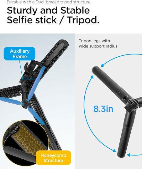 Spigen S560W Selfie Stick Cell Phone Tripod Bluetooth Black