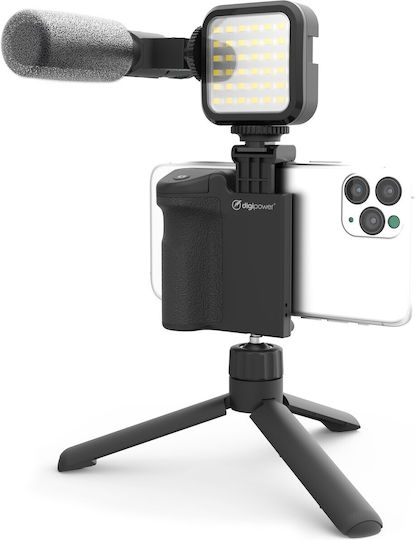 Digipower Digipower Vlogging Kit 4 Parts Cell Phone Tripod with Lighting Black