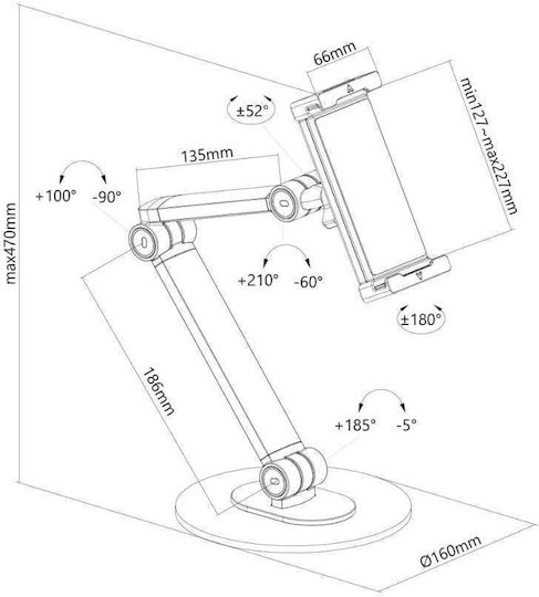 Neomounts DS15-550BL1 Βάση Tablet Γραφείου έως 12.9" σε Μαύρο χρώμα