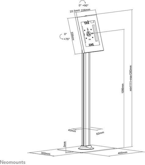 Neomounts FL15-650WH1 Tablet Stand Floor Until 11" White