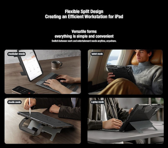Nillkin Bumper GO Durable Bag with Keyboard in International English Black for iPad Air 2020/2022 iPad Pro 2020 11" iPad Pro 2021 11" iPad Pro 2022 11"