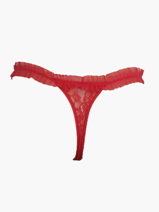 A.A UNDERWEAR Women's String with Lace Red