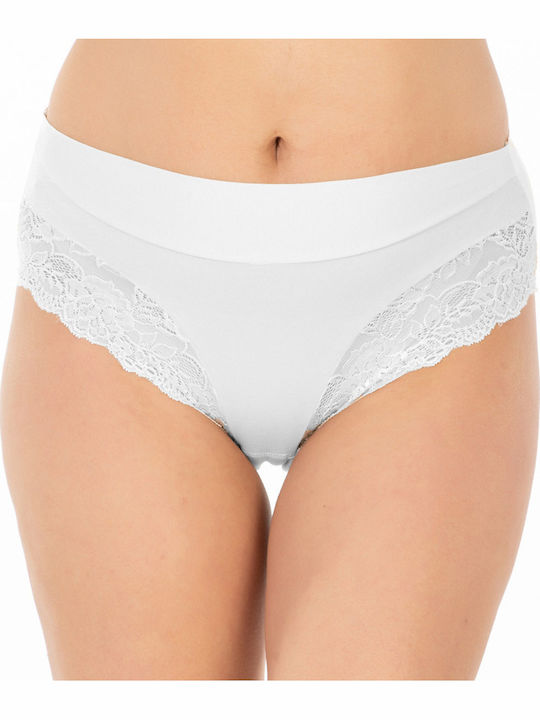 High-waisted Women's Slip Seamless with Lace White