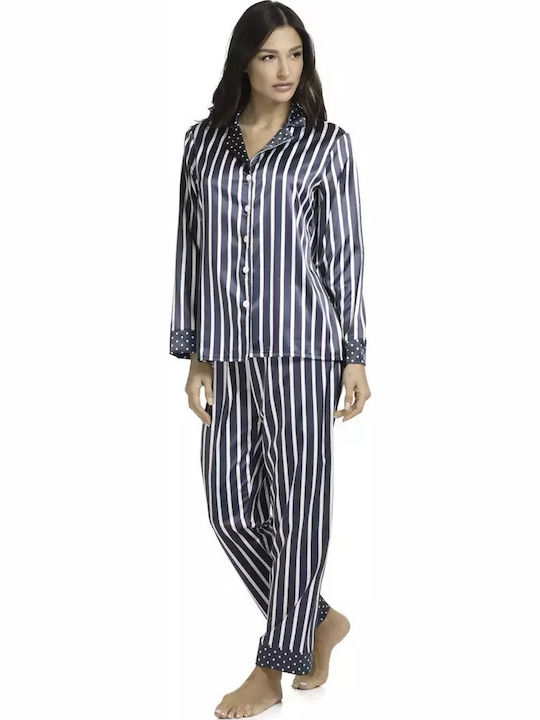 Miss Rosy Set Pijamale pentru Femei Satin Petrol Blue