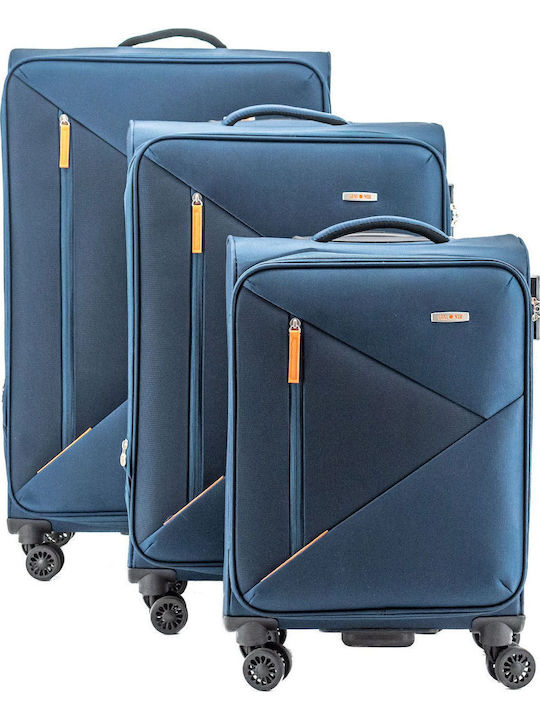 Lamonza Großer Reisekoffer Weichschalen Blau mit 4 Räder Höhe 79cm A13097