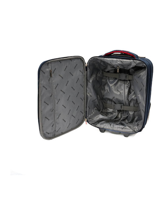 Lamonza Dortmund Koffer Reise Kabine Stoff Blau mit 2 Räder Höhe 40cm