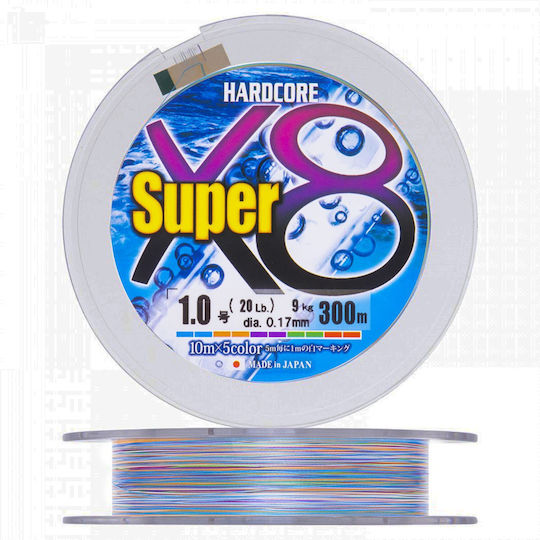 Duel Line Hardcore Super X8 300m Multicolor #0.6 0.13mm 5.8kg