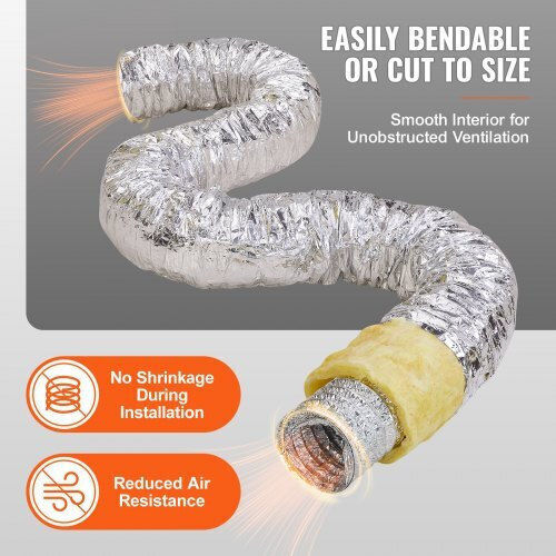 Furtun flexibil pentru uscător Vevor 127mm izolat 7.62m 2 cleme durabile protecție triplă Hvac R-4.2 rezistență la flacără Ntjygd25ft5g9rw3ev0