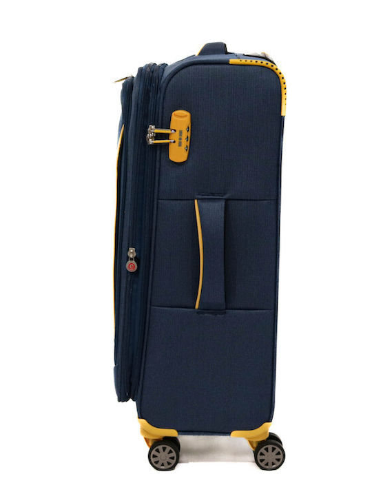 Lamonza Cruise Mittlerer Stoffkoffer Marineblau/Gelb mit 4 Rädern Höhe 68cm