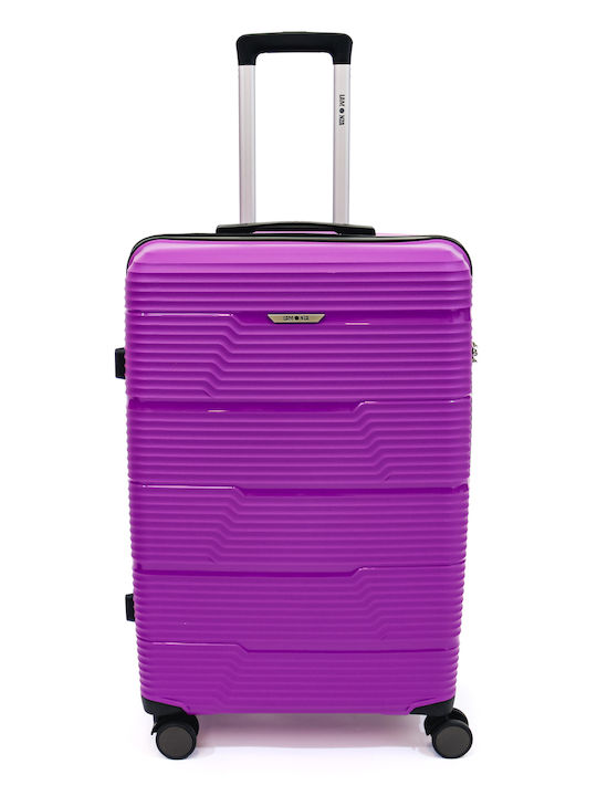 Lamonza Reno Μεγάλη Βαλίτσα Ταξιδίου Σκληρή Purple με 4 Ρόδες Ύψους 72εκ.