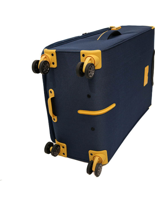 Lamonza Cruise Mittlerer Stoffkoffer Marineblau/Gelb mit 4 Rädern Höhe 68cm