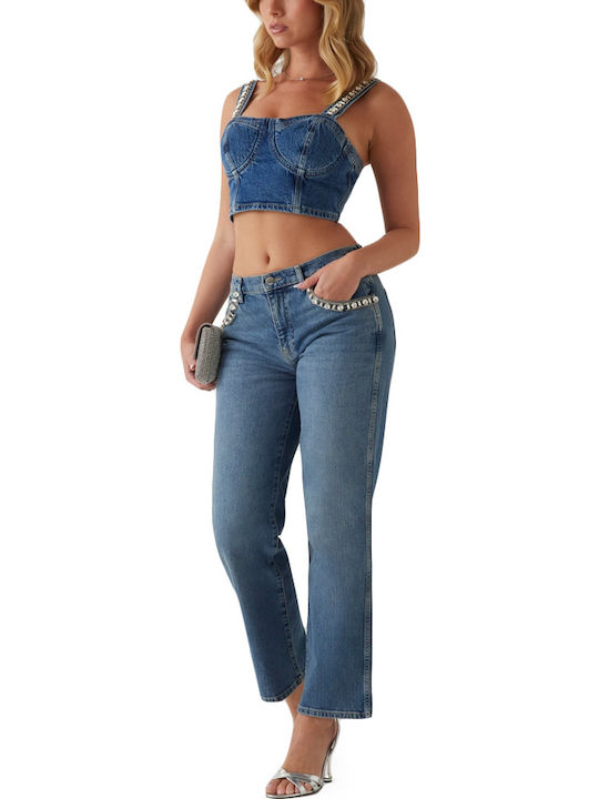 Women's Blouse Corset Sleeveless Blue