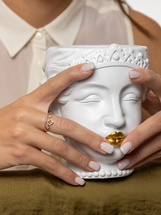Chrysothemiss Ring with Stones made of Steel Gold Plated