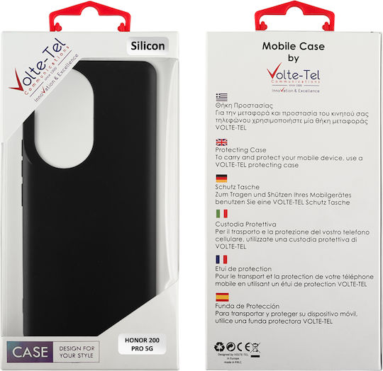Volte-Tel Back Cover Σιλικόνης με Λουράκι Μαύρο (Honor 200 Pro)