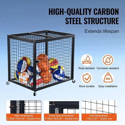Lockable Ball Storage Cart Vevor Indoor Outdoor Space Ql363026yctjw44ktv0