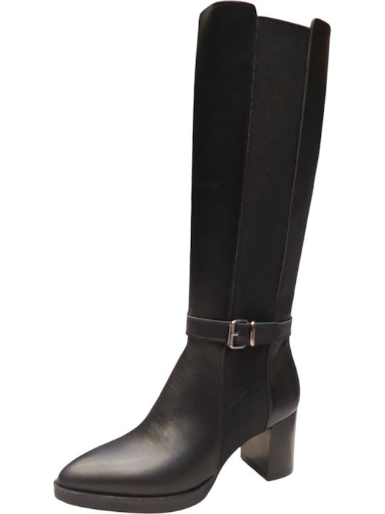 High Heel Women's Boots with Zipper Black