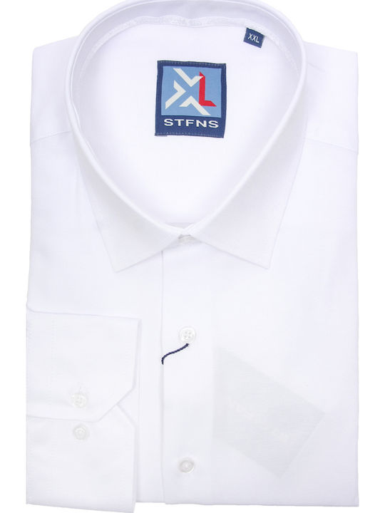Langärmlig Baumwolle Hemd White