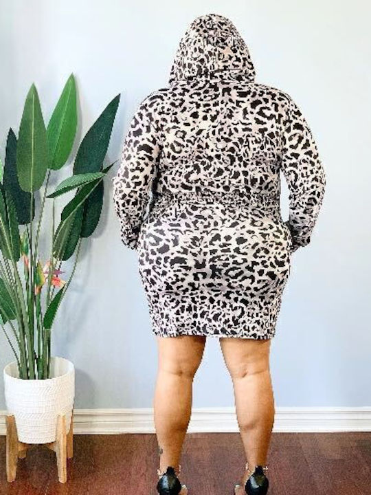 Φόρεμα με Κουκούλα Leopard