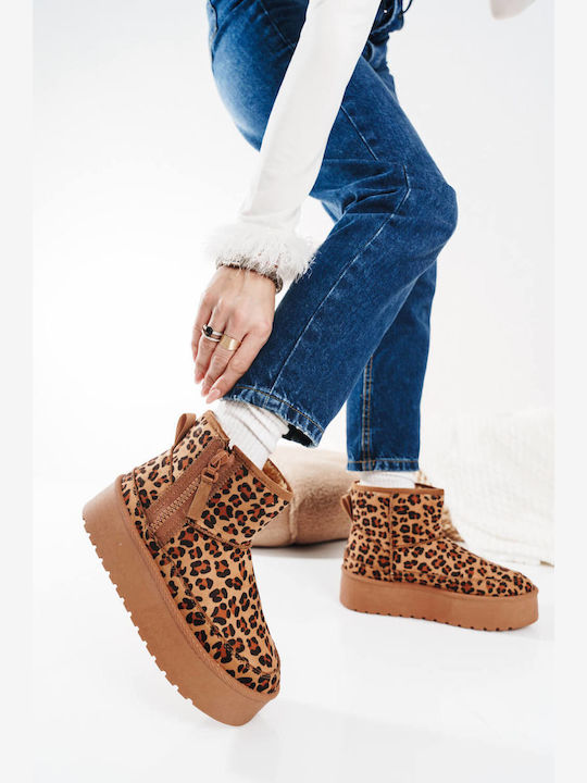 Leopard Fur Ankle Boots Cozy Style