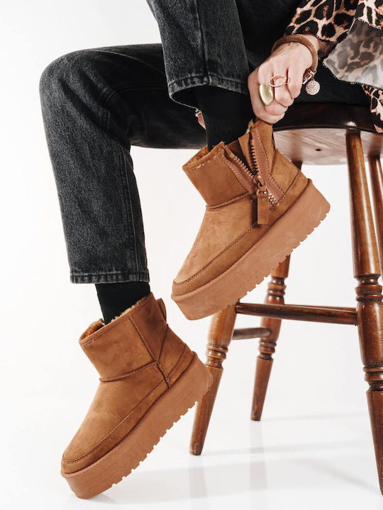 Tan Fur Ankle Boots Cozy Style