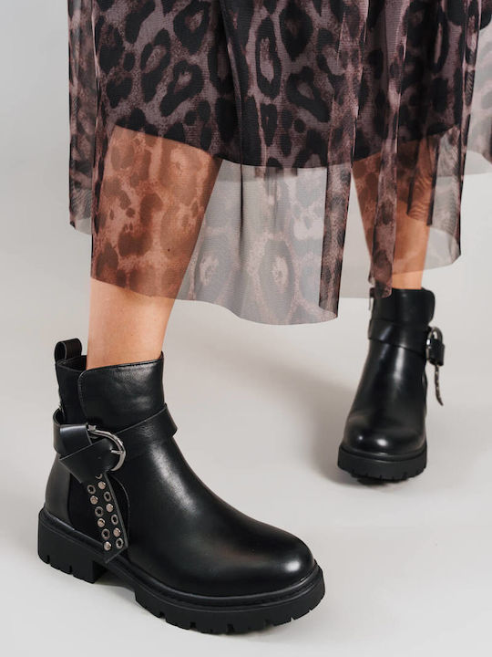 Black Rock Ankle Boots with Modern Lacing