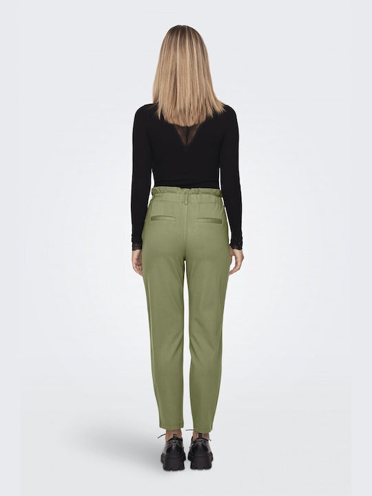 Only Women's Fabric Trousers with Elastic Sage Χακί