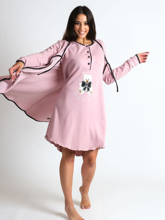 Dama Koupa Robe Maternity & Nursing in Pink color