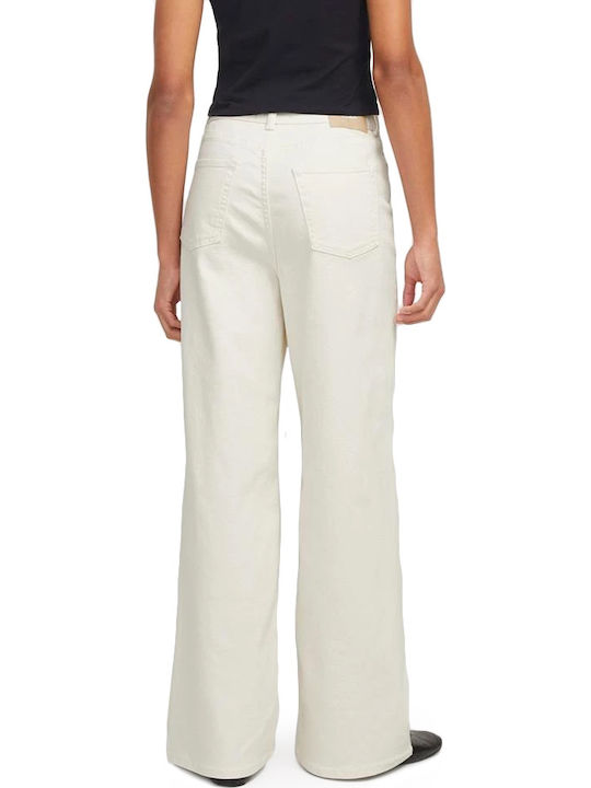 High Waist Women's Jean Trousers in Wide Line Ecru