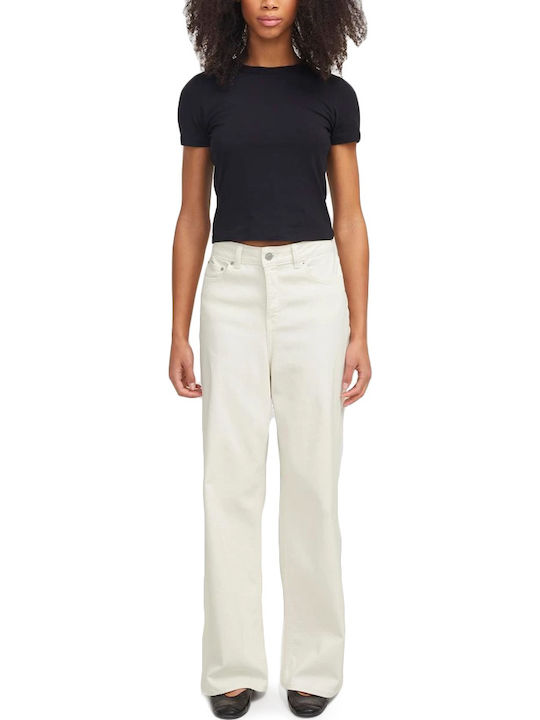 High Waist Women's Jean Trousers in Wide Line Ecru