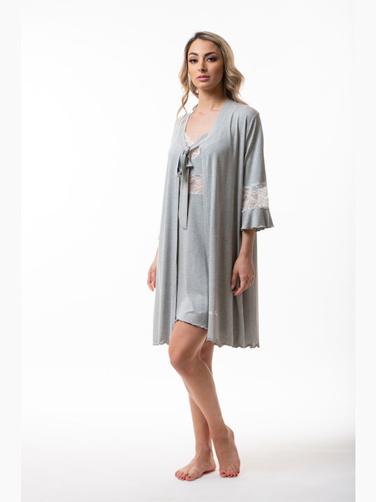 Dama Koupa Robe Maternity in Gray color