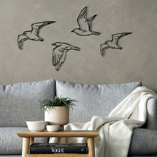 Διακοσμητικό Τοίχου Zevahir Σετ 4τμχ 279enz1292 100x24cm Black Wallity Μέταλλο