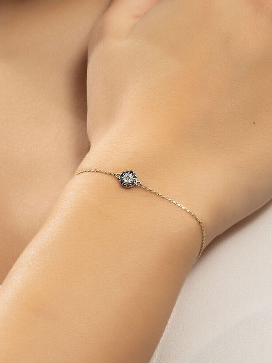 Eforo Women's Bracelet with design Eye made of Gold 9K with Zircon