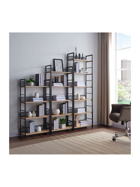 Bookcase Natural Black 60x28x60cm