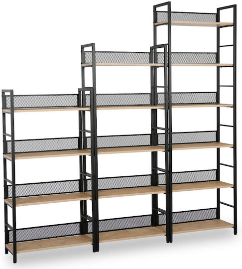 Βιβλιοθήκη Nest Φυσικό Μαύρο 60x28x60εκ.