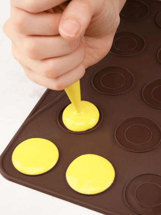 Quasar Co. Pastry Set 2 Macarons Sheets 27 Shapes Each 3 Baking Molds Bear-butterfly-mickey Silicone Brown-red