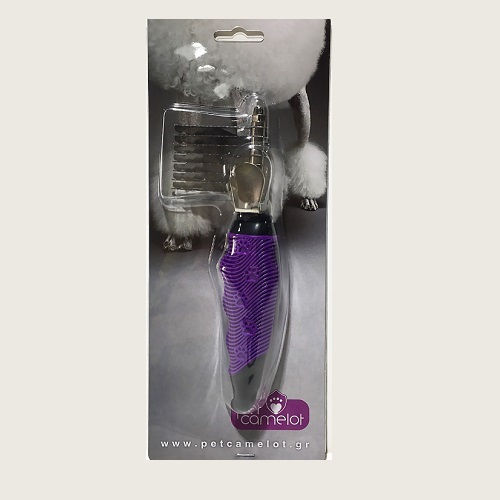 Pet Camelot Comb for Misc Hair Lengths with Razor for Hair Removal Purple