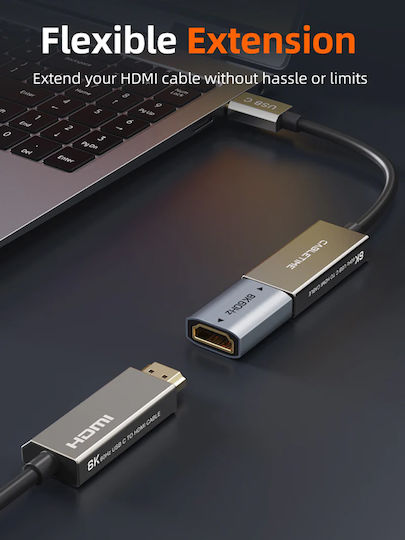 Cabletime Μετατροπέας HDMI male σε HDMI female Γκρι 1τμχ CT-HEF8K-AG