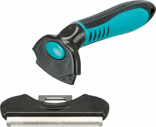 Trixie Carding Comb Medium for Misc Hair Lengths with Razor for Hair Removal Blue