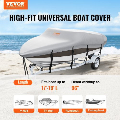 Vevor Protective Boat Cover L96xW243xH96cm in Gray Colour