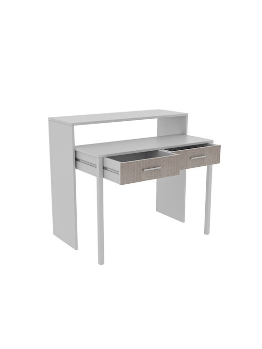 Desk Nena Wooden White with Metal Legs 99x36x88cm