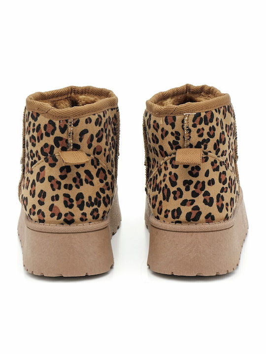 Ghete dama cu blană Leoparază HC-2401