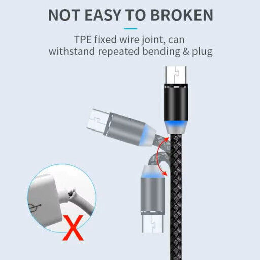 Φόρτισης Magnetic / LED USB to Lightning / Type-C / micro USB Cable 2m (EV-9092)